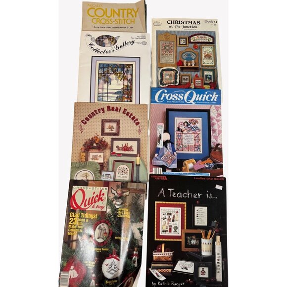 Vintage Lot Of 13 Cross-Stitch Patterns and Magazines 1987 Samplers - Picture 3 of 3